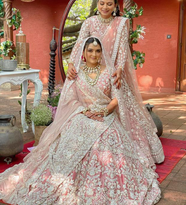 light pink dulhan lehenga