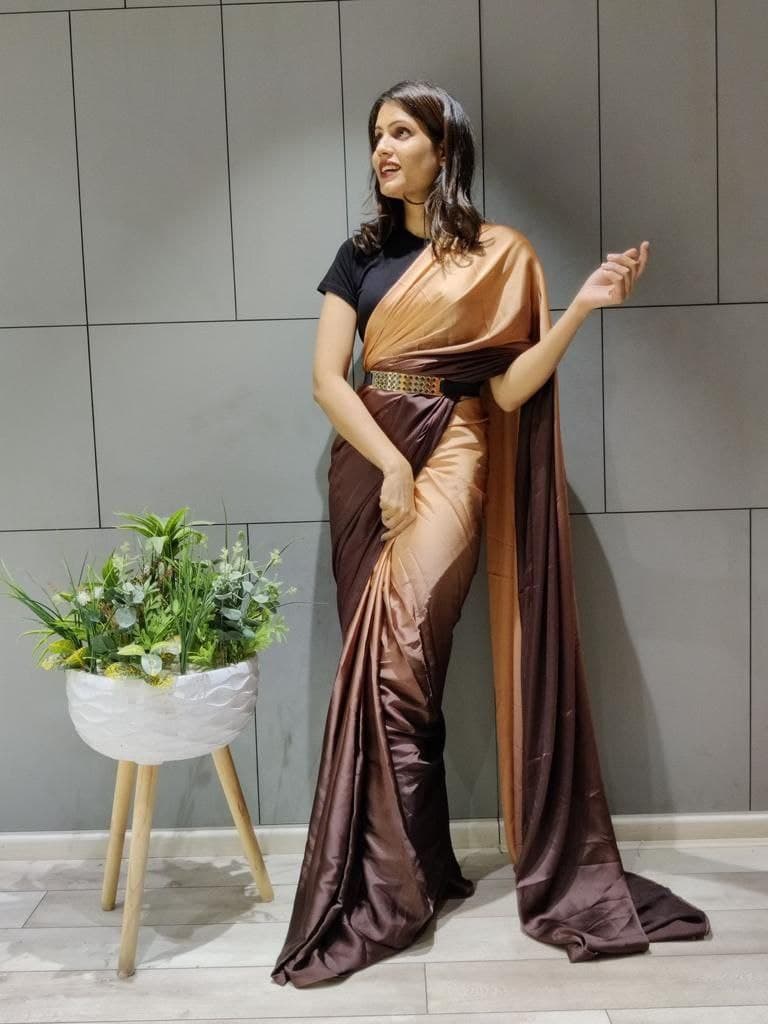 plain belt saree