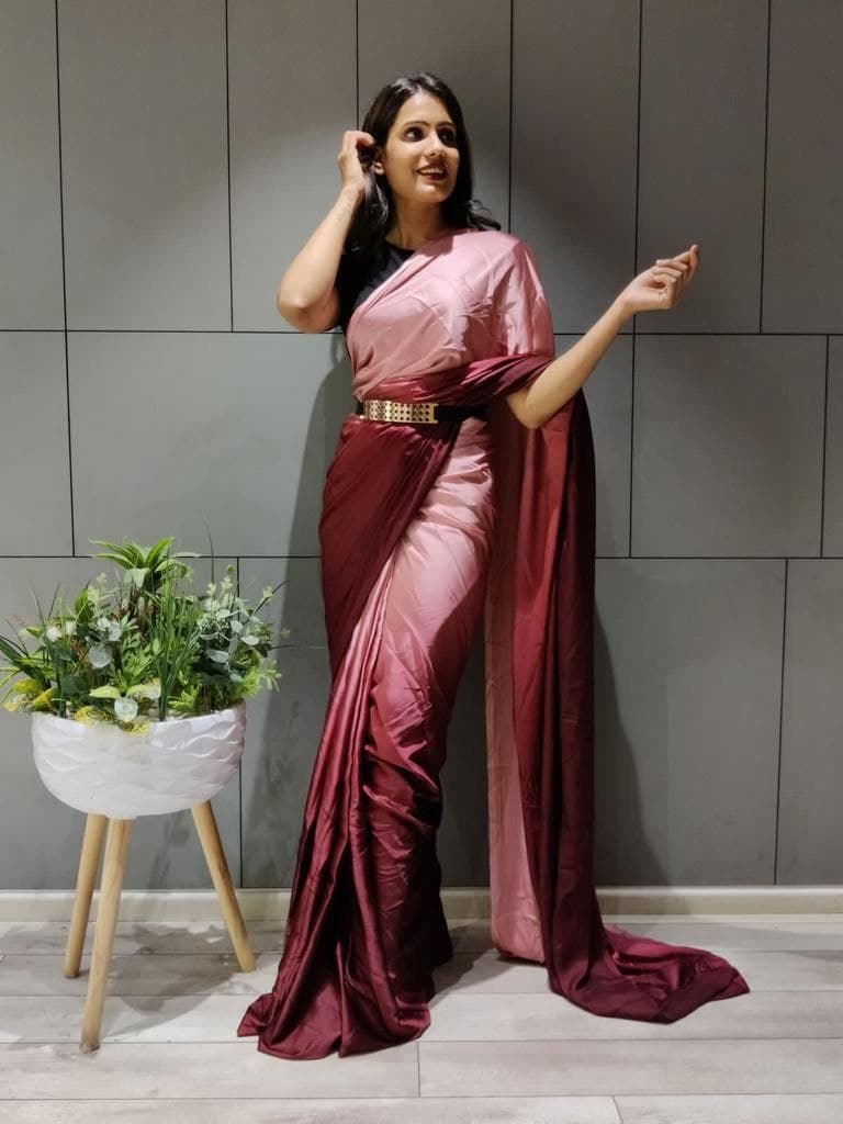 plain saree with belt blouse